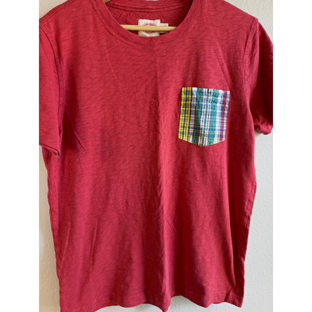 Brooks Brothers Red Fleece Men Red Crew Neck Short Sleeve Pocket Tee Size Medium